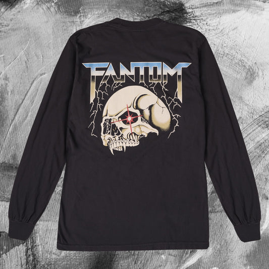 Lightning Skull Vintage Wash Black Longsleeve T-Shirt