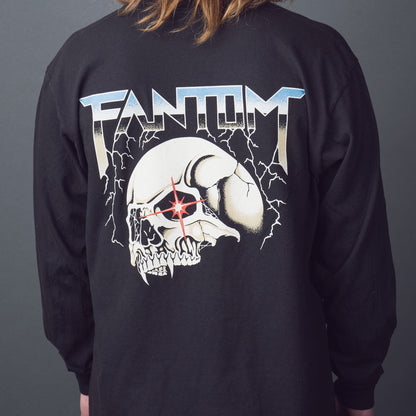 Lightning Skull Vintage Wash Black Longsleeve T-Shirt